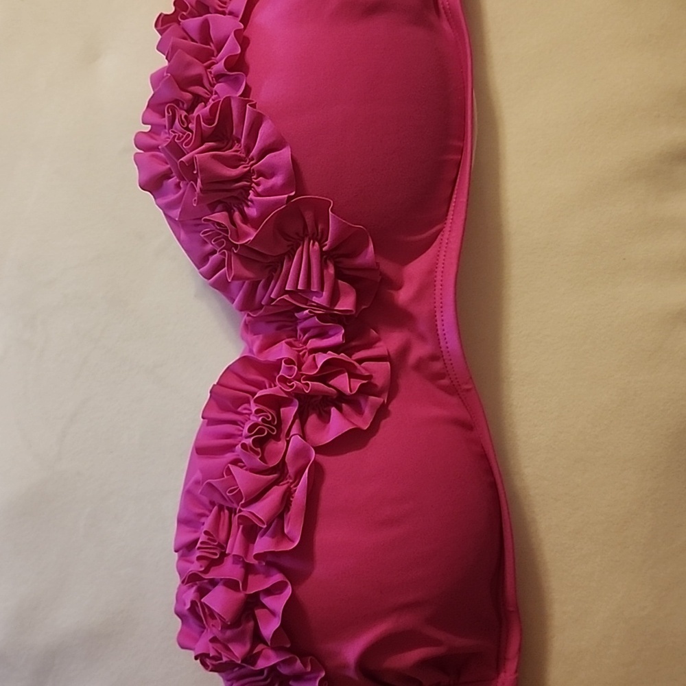 Bikini top kennwth cole newyork djustable tie fuchsia color - Picture 2 of 4